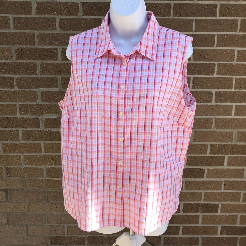 Land’s End Plaid Sleeveless Button Down